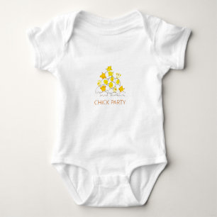 Joyful chicks jumping on broken eggshells baby bodysuit