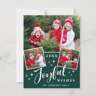 Joyful Christmas 3 PHOTO Holiday Greeting Card