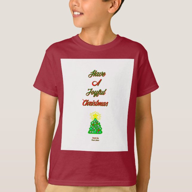 Joyful Christmas Boys Maroon Basic T Shirt (Front)