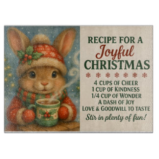 Joyful Christmas Bunny Cutting Board
