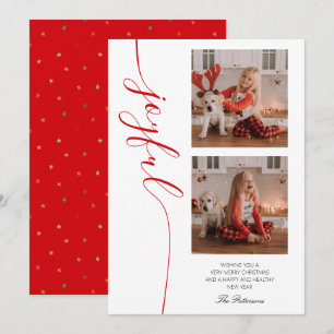 Joyful Christmas Calligraphy Script Photo Picture Holiday Card