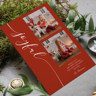 Joyful Christmas Calligraphy Script Photo Picture Holiday Card