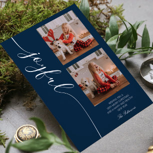 Joyful Christmas Calligraphy Script Photo Picture Holiday Card