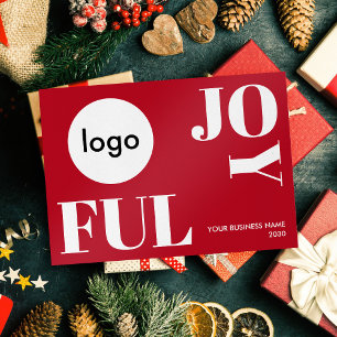 Joyful Christmas Company Logo Business Custom Holiday Card