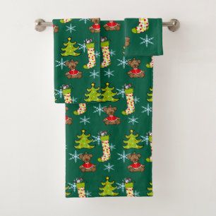 joyful Christmas decorations Bath Towel Set