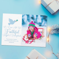 Joyful Christmas Family Photo Blue Dove Religious