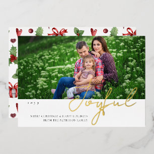 Joyful Christmas Family Photo Modern Script
