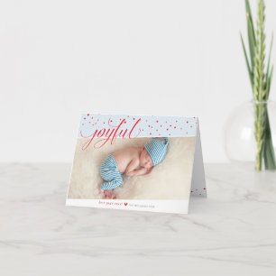 JOYFUL CHRISTMAS FAMILY PHOTO trendy fun type Holiday Card