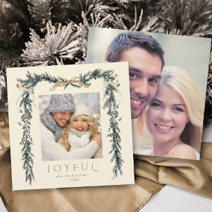 Joyful Christmas Frame 2 Photo Ivory Square Holiday Card