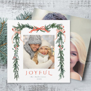 Joyful Christmas Frame 2 Photo Square Holiday Card