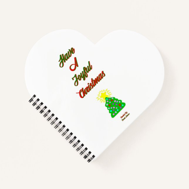 Joyful Christmas Heart Shaped Spiral Notebook (Front)