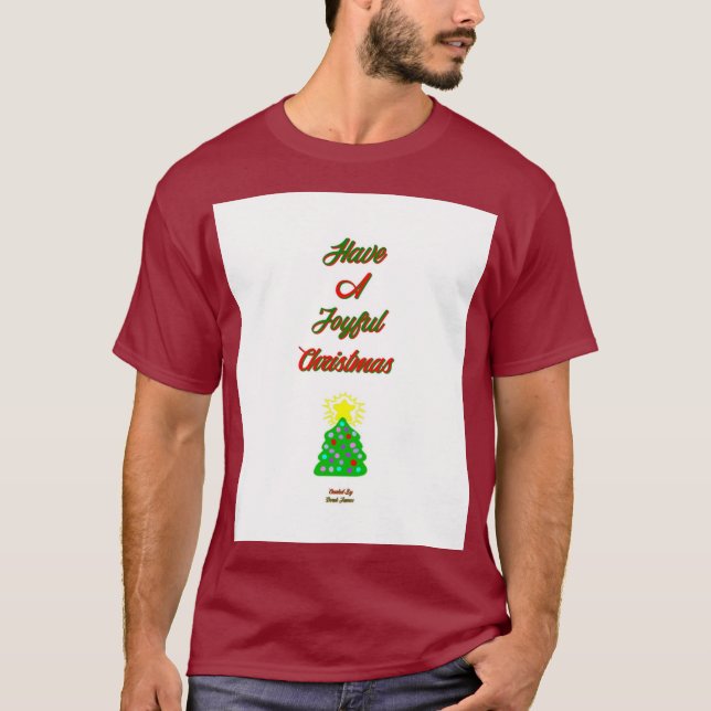 Joyful Christmas Men's Maroon Basic T Shirt (Front)