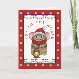 Joyful Christmas mouse greeting card