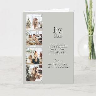 Joyful Christmas Personalised 4 Photo Collage Holiday Card