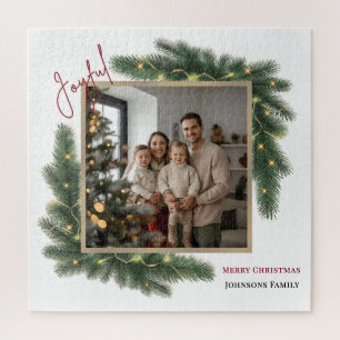 Joyful Christmas Personalized Family Photo Puzzle