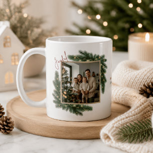 Joyful Christmas Photo Frame Personalised Family  Coffee Mug