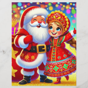 Joyful Christmas Scene Featuring Santa Custom Letterhead