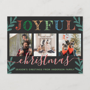 Joyful Christmas seasons Greetings Photo Holiday P Postcard
