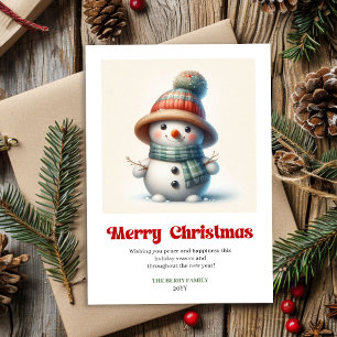 Joyful Christmas snowman watercolor holiday card