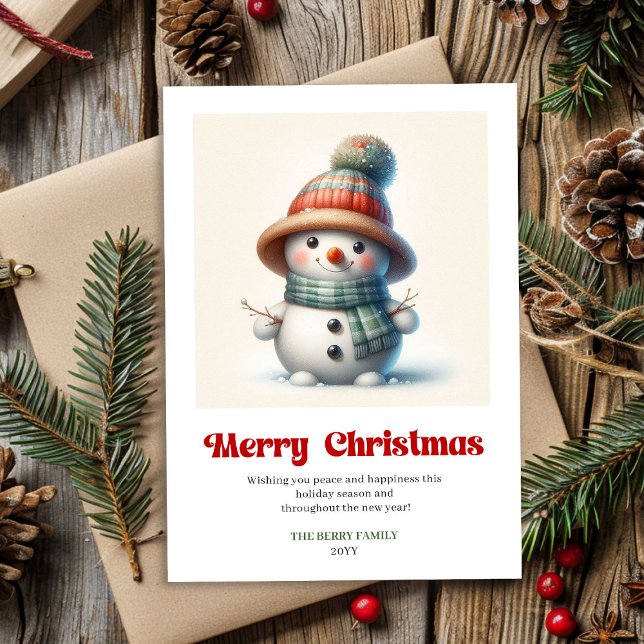 Joyful Christmas snowman watercolor holiday card (Joyful Christmas snowman watercolor holiday greeting printable)