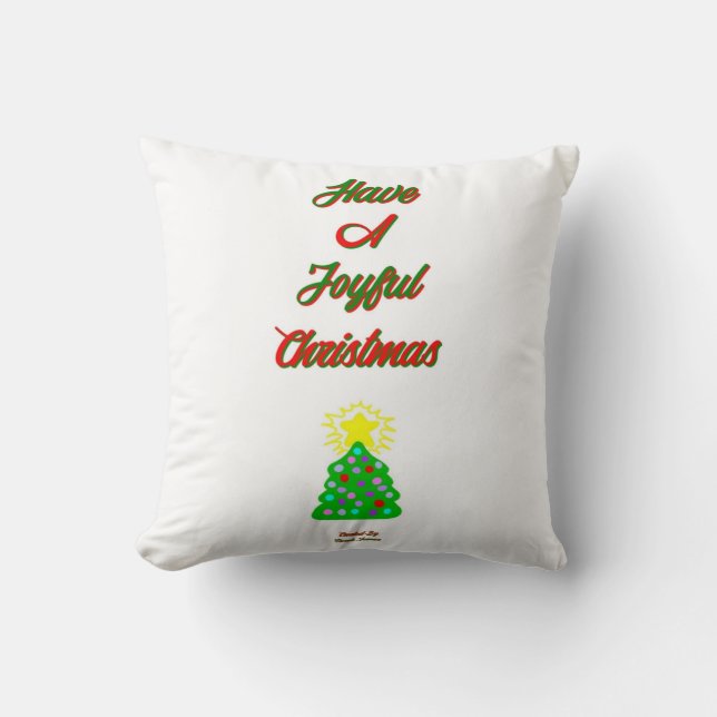 Joyful Christmas Square Throw Pillow (Front)