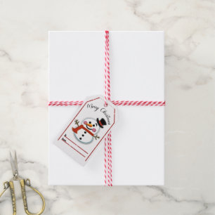 Joyful Christmas tag with smiling snowman