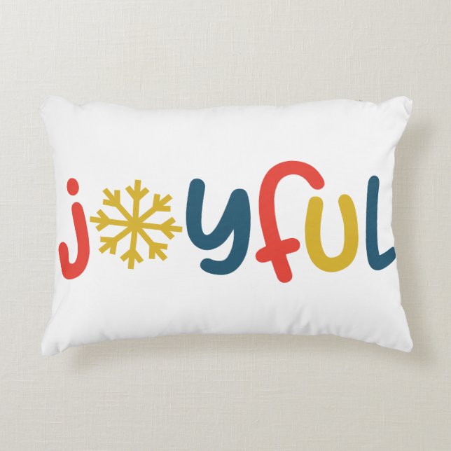 Joyful Christmas Throw Pillow – Festive Holiday  (Front)