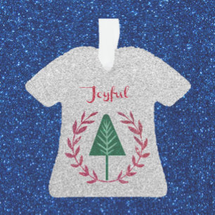 Joyful Christmas Tree and Wreath Ornament