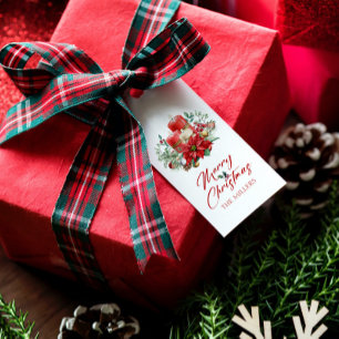 Joyful Christmas vibe flowers and candles bouquet Gift Tags