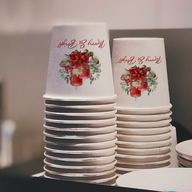 Joyful Christmas Vibe Flowers and Candles Bouquet Paper Cups (Creator Uploaded)