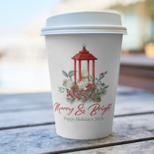 Joyful Christmas Vibe Flowers and Lantern Bouquet Paper Cups