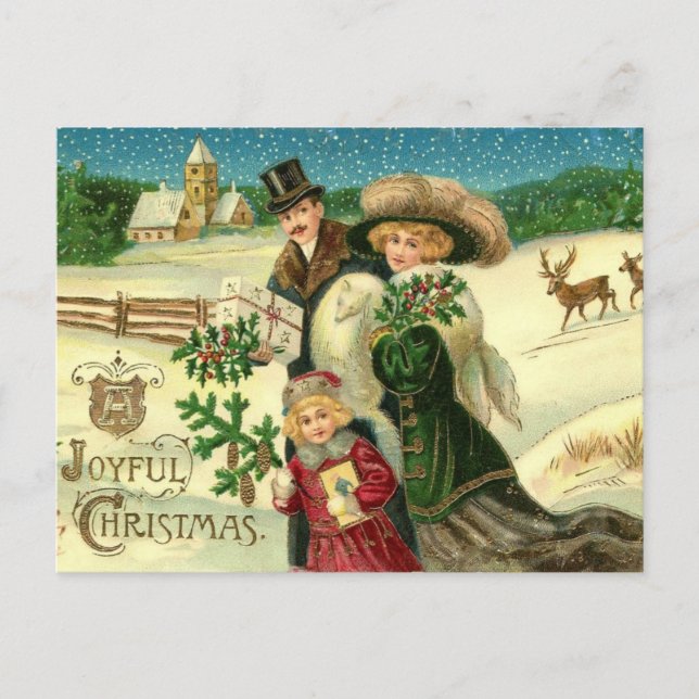 Joyful Christmas Vintage Christmas Postcard (Front)