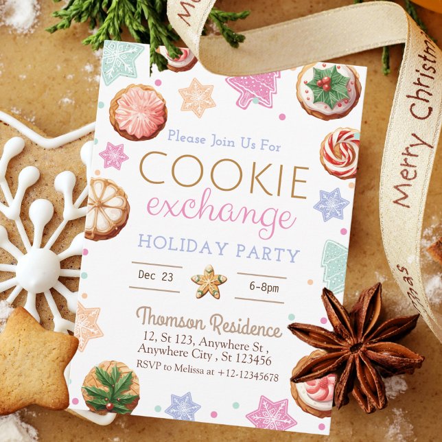 Joyful Christmas Watercolor Cookie Exchange  Invitation (Creator Uploaded)