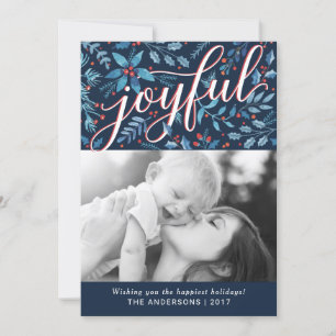 Joyful Christmas Watercolor Foliage Holiday Photo