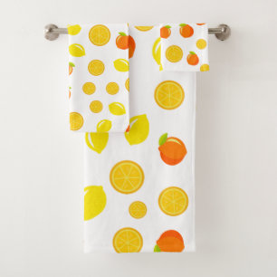 Joyful Citrus: Lemons & Oranges Bath Towel Set