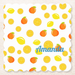 Joyful Citrus: Lemons & Oranges Paper Coaster