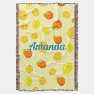 Joyful Citrus: Lemons & Oranges Throw Blanket