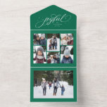 Joyful collage elegant green Christmas holiday All In One Invitation<br><div class="desc">An elegant script "joyful" is surrounded by sparkly stars on this unique holiday card. Personalise it with your collage of 6 photos and large single photo. There's also room for a longer message that can work as an update or left blank. Perfect for sending Christmas cheer to friends and family....</div>