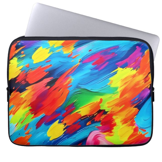 Joyful Colour Explosion Painting Laptop Sleeve (Front)