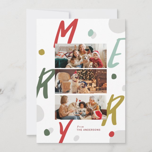 Joyful Colourful Merry Christmas Photo cards (Front)