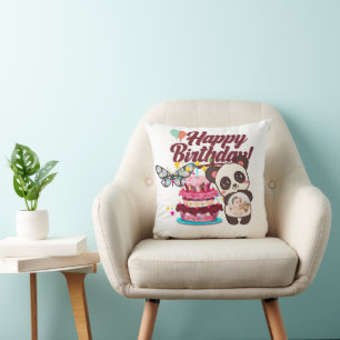 Joyful Confetti Happy Birthday Greeting Cushion