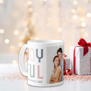 Joyful Couple Photo Christmas Coffee Mug