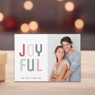 Joyful Couple Photo Christmas Holiday Card