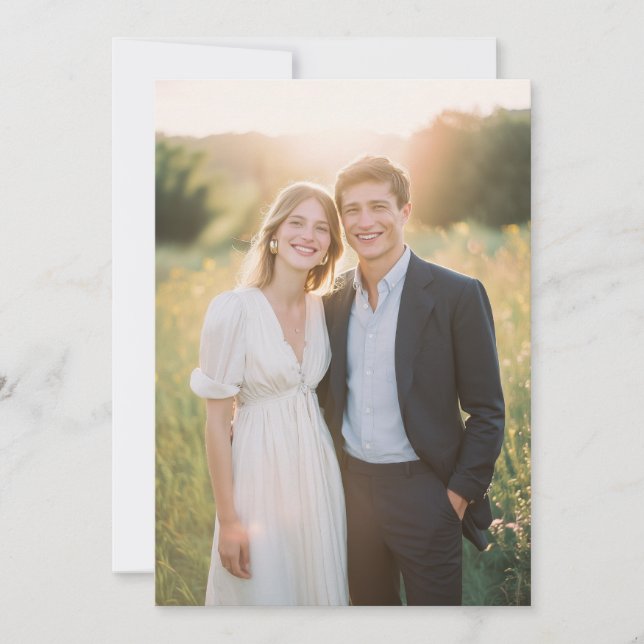 Joyful Cream and Navy Photo Invitation (Front)