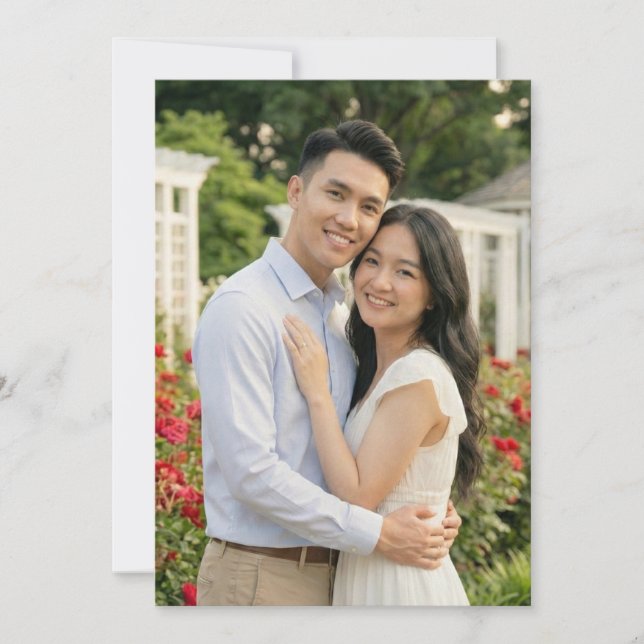 Joyful Cream Romantic Photo Invitation (Front)