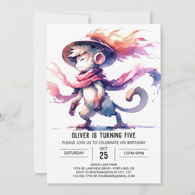 Joyful Custom Monkey Birthday Invitation (Front)