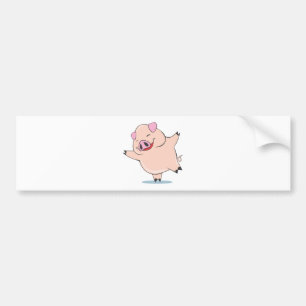 Joyful Dancing Pig Bumper Sticker