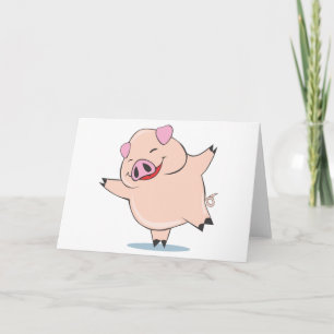 Joyful Dancing Pig Card