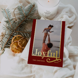 Joyful Dark Burgundy Bold Typography Photo