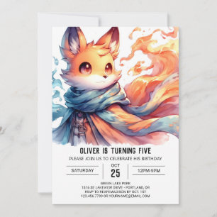 Joyful Digital Fox Birthday Invitation